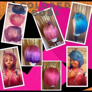 Colored human hair bob 14” wig